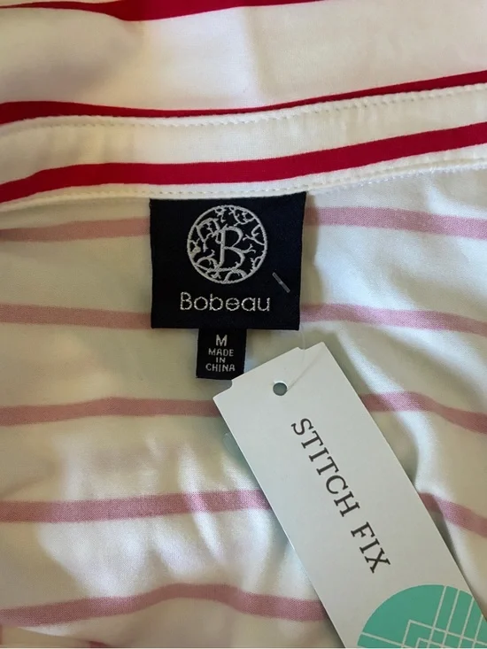 NWT Bobeau White Ivory Sleeveless Collared Top with Red Stripes Size M - Picture 5 of 6